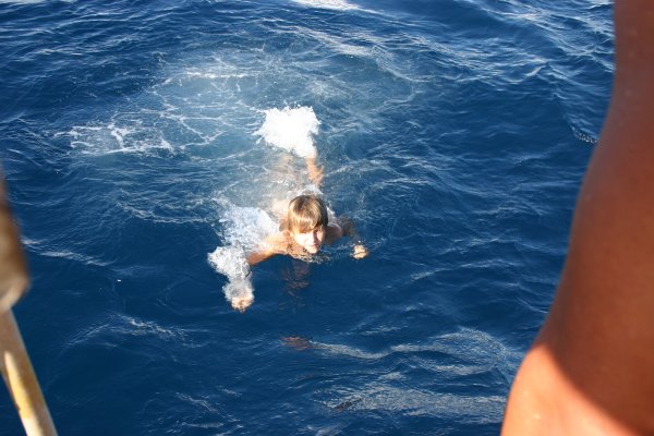 Matthew swimming in the waters of the equator