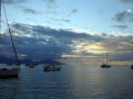 Sunset at the Marina Taina anchorage in Papeete, Tahiti